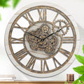 HOIBAI Wall Clock, 24 Inch Moving Gears Clock Large Wall Clock for Living Room Decor Rustic Vintage Industrial Steampunk Farmhouse Big Clock for Home Kitchen Bedroom Office