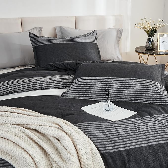 Litanika Twin XL Comforter Set Black White Grey - 2 Pieces Gray Twin Extra Long Size Lightweight Bedding Set, All Season Down Alternative Comforter