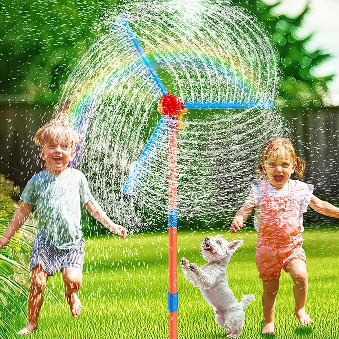 Outdoor Water Sprinklers with 4 T Ball Set for Toddlers Kids Ages 4-8,Summer Outside Sprinklers Play Equipment Baseball Game Lawn Yard Tee Ball Game for Boys Girls,Hose Connector Included (C)