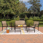 Greesum 4 Pieces Patio Furniture Set, Outdoor Conversation Sets for Patio, Lawn, Garden, Poolside with A Glass Coffee Table, Beige