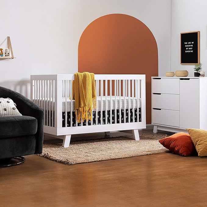 Babyletto Hudson 3-in-1 Convertible Crib with Toddler Bed Conversion Kit in White, Greenguard Gold Certified , 53.75x29.75x35 Inch (Pack of 1)