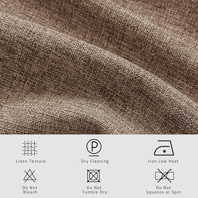 Macochico Pinch Pleated 100% Blackout Curtains Taupe Linen Curtains for Bedroom Living Room Farmhouse Thermal Insulated Window Panels Pleated Curtains with Hooks and Tieback 52”Wx72”L 1 Panel