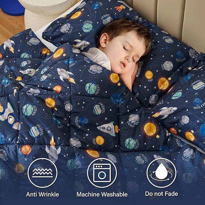 Queen Space Bedding Sets for Boys, 3 Pieces Kids Queen Comforter Sets, Super Soft Lightweight for All Seasons, Includes 1 Comforter (88"x88") and 2 Pillowcase (20"x26"+2")