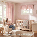 Pink Spring Decor Velvet Window Valance 52x18 Inch 1 Panel | Soft Wavy Pink Kitchen Curtains for Small Windows, Cute Decorative Window Treatment for Nursery Bedroom