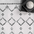 nuLOOM Moroccan Blythe Machine Washable Area Rug, 4' x 6', Grey, Rectangular, 0.1" Thick