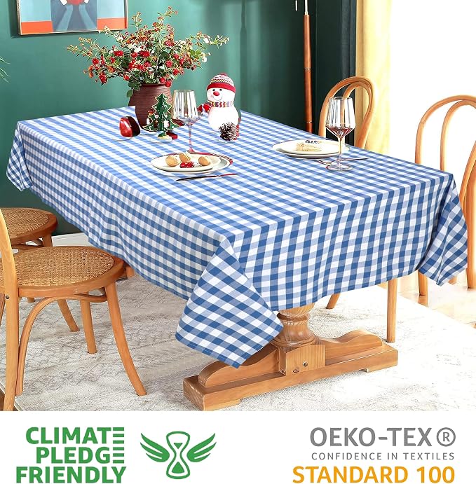 Urban Villa Tablecloth Cotton Rectangle 60x84(6-8 Seats) Blue White