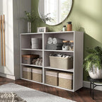 Apexa 3-Tier Cube Storage Organizer Shelves, Stackable Wood Bookcase Fits Cubby Bins for Organization, Dorm Teen Room Decor & Home Office, Greige