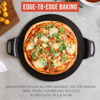 Chef Pomodoro Cast Iron Pizza Pan, Pre-Seasoned Dosa Pan with Handles, Flat Pan for Oven, Round Griddle for Dosa Tawa Roti, Comal for Tortillas, Baking Stove, Oven, Grill BBQ and Campfire (15-inch) | Round Griddle for Dosa, Tawa, Roti, Comal; Oven, Gri...