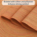 SHACOS Round Braided Placemats Set of 6 Fall Place Mats Washable Polyester 15 inch Round Table Mats for Dining Table Wedding Party Decor (Fall Color Mix, 6)