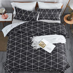 Black & White Comforter Bed in a Bag Queen for Kids Adults, 3Pcs Reversible Geometric Bedding Set with 2 Pillow Shams for All Seasons (Queen,90x90inches)