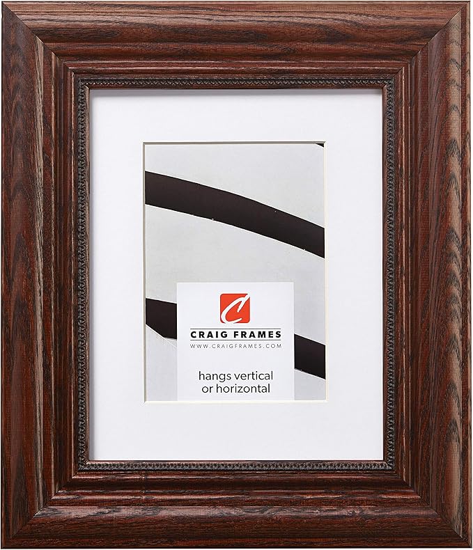 Craig Frames 16x20 Brown Picture Frame Matted to 11x14, Wood Wall Decor | A lightweight, shatter resistant acrylic front, made in the USA for a gallery display