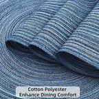 SHACOS Round Braided Placemats Set of 12 Circle Place Mats Cotton Polyester Kitchen Table Mats for Dining Table Wedding Party Decor (Blue Gray, 12)