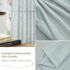 LAMIT Greyish Blue Linen Curtains for Windows 2 Panels Set, 48 Inch Linen Textured Light Filtering Drapes Bronze Grommet Boho Panels for Farmhouse/RV Camper/Loft, 34 x 48 Inch