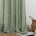 Joydeco Linen Curtains 108 Inch Length 2 Panel Sets,Light Filtering Curtains for Bedroom 52 Inch Wide Living Room Drapes with Back Tabs & Rod Pockets (W52 x L108 Inch, Loden)