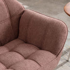 48" Small Loveseat Sofa, Modern Linen Fabric Mini Sofa Couch 2-Seater Love Seat with Quilting Backs and Wood Legs for Living Room, Bedroom and Small Space, Pink