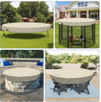 ECOOPTS 16 ft Waterproof Round Polyester Pool Cover for Above Ground Pools, Swimming Pool Cover Protector Winter Safety Cover (Beige)