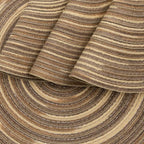 SHACOS Round Braided Placemats 15 inch Set of 4 Variegated Washable Kitchen Table Place Mats Table Mats for Home Wedding Party (Rainbow Brown, 4)