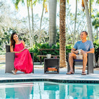 Nestl Wicker Outdoor Furniture Set - 3 Piece Patio Bistro Set (Grey/Navy)