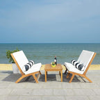 Safavieh PAT7044C Outdoor Collection Chaston Natural and Beige 4-Piece Black & White Pillows Patio Set