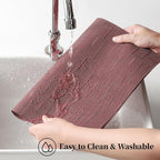 Leetaltree Burgundy Placemats Set of 4 - Heat Resistant Non-Slip Place mats for Dining Table, Washable Durable PVC Vinyl Woven Table Mats（Burgundy, 4）