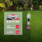 PowerSmart Self Propelled Gas Lawn Mower, 22-Inch with 140cc Briggs and Stratton E550 Engine 3-in-1 Rear-Wheel Drive Lawnmower with Bagging