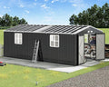 AMERLIFE 12x20x7.2 FT Metal Storage Shed with 2 Transparent Panels, Outdoor Tool Shed with Hinged Double Doors, Windows & Vents, Reinforced Steel Frame for Backyard Garden, DIY Workshop, Dark Gray