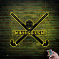 Custom Hockey LED Wall Sign - Hockey Metal Wall Art with Helmet & Sticks, 16-Color LED with Remote Control, Hockey Decor for Boys Room, Players, Fans, Coaches, Man Cave, Sports Lovers