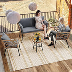 YITAHOME Wicker Outdoor Loveseat, All-Weather Patio Sofa for Balcony, Backyard, Pool, Porch, Deck, Outdoor Sectional Furniture Set with Table & Cushions - Grey
