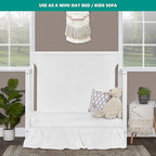 Bellport 4 in 1 Convertible Mini/Portable Crib In White, Non-Toxic Finish, Made of Sustainable New Zealand Pinewood, With 3 Mattress Height Settings