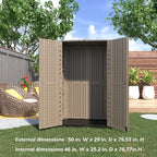 ADDOK Outdoor Storage Sheds Waterproof,Resin Outdoor Storage Cabinet Lockable, Double-Layer Storage Shed for Patios/Generator/Long-Handled Tools