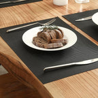 Leetaltree Black Frame Placemats Set of 8 - Heat Resistant Non-Slip Place mats for Dining Table, Washable Durable PVC Vinyl Woven Table Mats（Black Frame, 8）