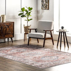 nuLOOM Desna Machine Washable Faded Vintage Ultra Thin Area Rug, 6' x 9', Peach