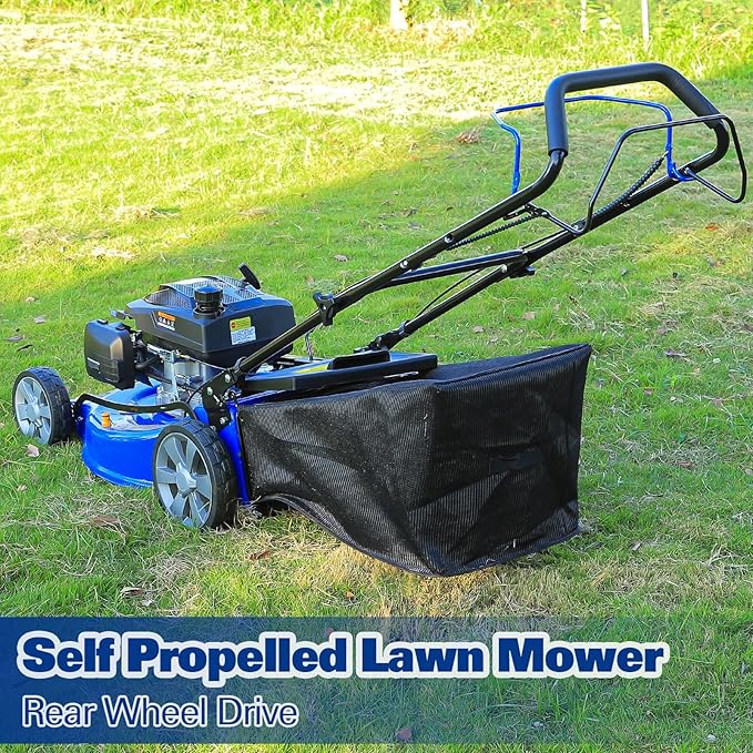 BILT HARD 21 Inch Self Propelled Gas Lawn Mower, 201cc 4-Cycle OHV Engine, 3-in-1 Functions (Bagging, Mulching and Side Discharge) with 8-Positions Adjustable Cutting Height, Easy Start