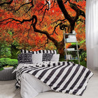 FENDROM Lakeside Red Tree Print Tapestry Nature Old tree Wall Hanging Decorative Psychedelic Scenic Tree Headboard Bedspread Tapestries for Bedroom Living Room Decor