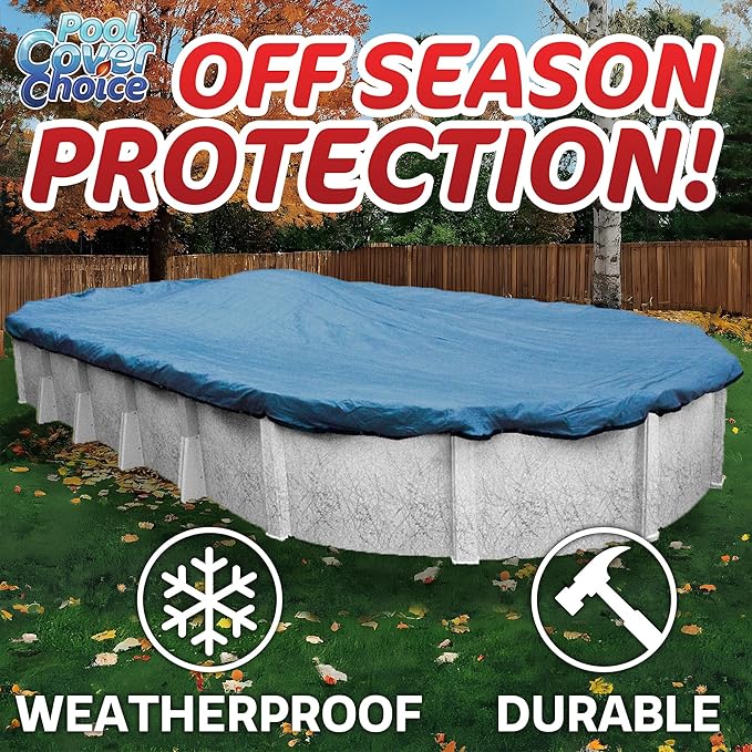 Winter Swimming Pool Cover for 15 ft x 27 ft Aboveground Oval Pool Size, Superb Choice Series, Solid Material, Color - Iron Gray, Pool Cover Choice 511527-4CHOICE