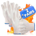 2 Pairs Oven Glove Set – 9.5" Aramid Fibre Cooking Gloves Heat Resistant, Non-Slip BBQ Hand Protector for Baking, Frying & Smoker – Reusable Grill Gloves Heat Proof for Men for Safe Cooking & Grilling