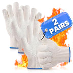 2 Pairs Oven Glove Set – 9.5" Aramid Fibre Cooking Gloves Heat Resistant, Non-Slip BBQ Hand Protector for Baking, Frying & Smoker – Reusable Grill Gloves Heat Proof for Men for Safe Cooking & Grilling
