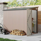 4x8 FT Metal Outdoor Lean to Storage Shed, Lean to Garden Shed Utility Tool Shed, Heavy-Duty Outdoor Metal Wall Side Storage Sheds