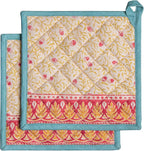 Maison d' Hermine Pot Holders 100% Cotton Potholders (8" x 8", Pack of 2) | Heat Resistant Hot Pads with Loop BBQ Cooking Baking Hotel Kitchen Handling Hot Pans Thanksgiving Christmas - Carpo