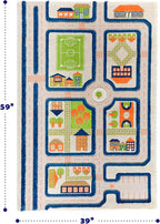 IVI 3D Play Carpets, 59 x 39 Inch, Traffic Educational Toddler Mat Rug for Bedroom, Kids Den, or Playroom, Medium
