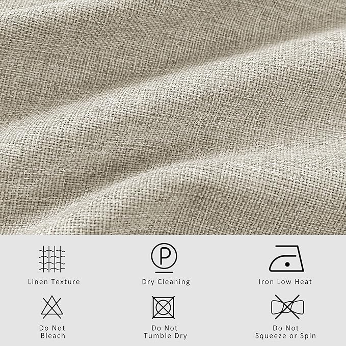 Macochico 100% Blackout Ivory White Linen Curtains 84 Inches Long Pinch Pleated Burlap Curtains for Bedroom Living Room Farmhouse Nursery Thermal Window Panels with Tieback 72”Wx84”L 1 Panel