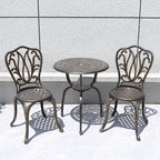 C/G 3 Piece Bistro Set,Outdoor Patio Set,Anti-Rust Cast Aluminum Bistro Table Set for Park Yard Front Porch Furniture(Antique Copper)
