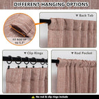 MYSKY HOME Living Room Curtains for Windows, Linen Look Texture Semi Sheers Boho Drapes Extra Long Floor Length Curtain Panels Soft Cotton Fabric, 50 x 108 Inch, Brick Red, 2 PCs