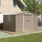 Kullavik 10FT x 8FT Outdoor Storage Shed,Waterproof Metal Tool Shed with Lockable Sliding Door and Air Vents,Metal Storage Shed for Garden,Patio,Backyard,Lawn