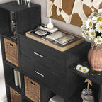 Apexa 2 Wooden Stackable Storage, Small Food Pantry Cabinet, Cajonera De Madera, Underbed Drawer Dorm Teen Room Decor & Bedroom, Home Office, Kitchen, Black