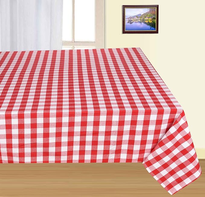 Urban Villa Tablecloth Cotton Tabletop 60x102 (8-10 Seat) Red/White Checks