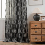 Sutuo Home Boho Curtains 84 Inches Long for Bedroom Living Room Nursery, Bohemian Vintage Tassels Window Treatment Drape for Halloween Decorations Rod Pocket, 1 Panel 59"W x 84"L,Black Stripe Floral