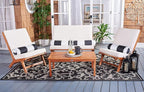 Safavieh PAT7044C Outdoor Collection Chaston Natural and Beige 4-Piece Black & White Pillows Patio Set