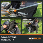 WORX Nitro 40V 21" Cordless Lawn Mower w/Aerodeck & Intellicut, Brushless Electric Mower Up to 1/2 Acre, Push Lawn Mower w/ 7-Position Height Adjustment WG752 – Batteries & Charger Included