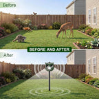 4 Pack Solar Ultrasonic Animal Repeller with Flashing LED Lights – Cat Deterrent Outdoor for Squirrels, Deer, Raccoons, Rabbits, Skunks, Dogs – Protects Garden, Yard, Lawn, Farm & Crops
